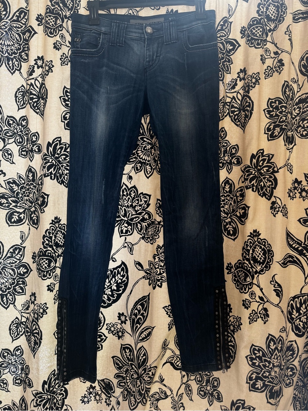 Miss Sixty Dark Blue Skinny Jeans with Studded Hem
